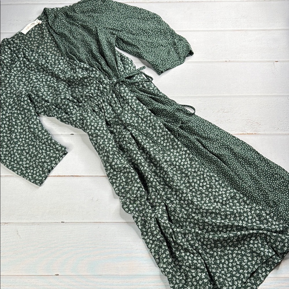 SEE BY CHLOÉ Flowers & Dots Printed Wrap Dress In Green Blue Size 34 / 2 - Picture 6 of 7